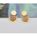 Custom round acrylic circle statement ear jewelry for women plated zinc alloy gold earrings